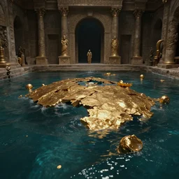 lost city of atlantis, water, gold, damaged, movie film still