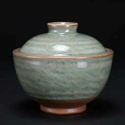 japanese pottery, jade glaze, zen, black background