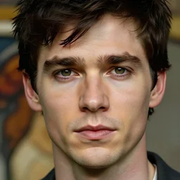 realistic detailed head and shoulders portrait of ian somerhalder by alphonse mucha, ayami kojima, amano, greg hildebrandt, and mark brooks, male, art nouveau, neo - gothic, gothic