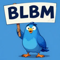 mordekai (blue bird) protesting for blm blue background, furry, trending on devianart, digital art
