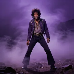 jimi hendrix transforming into a purple haze, soft, sharp focus, detailed, artwork by greg rutkowski