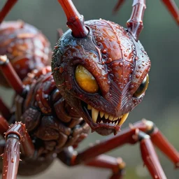 incredibly realistic, too detailed closeup face of villain chimera ant from hunter x hunter, octane render, bump mapping, global illumination, unreal engine 5, 8 k, bokeh, d & d digital art, mark ryden, rob gonsalves