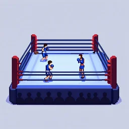 pixel art of a vaporwave boxing ring with audience shadows, dos game, retro pixel game, 1 9 9 0 s, screenshot from a 9 0 s retro pixel art dos game