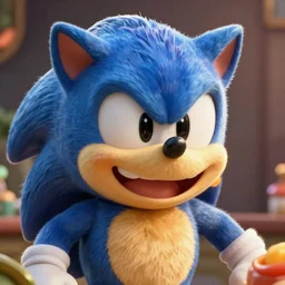 high definition picture of close up of food that looks ugly sonic with a toothache grin snarling