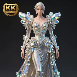 kirill maksimchuk wearable crystal iridescent 3 d sculpture haute couture design, editorial award, intricate avant design, stylized volume fabric realism, high details, 8 k, octane render, unreal engine, anime stylized, trending on artstation, stylized shading