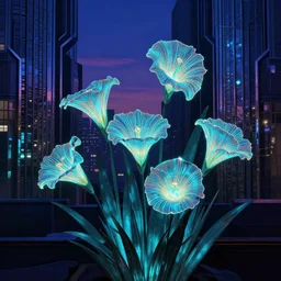 luminescent flowers blooming at twilight, artdeco - 4