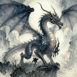 a lovecraftian expressive water colour of a aetherpunk dragon by h. r giger in the style of oriental art, 8 k
