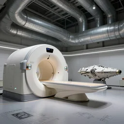 a minimalist modern cathedral interior, high tech industrial and maschinen krieger, mri machine millennium falcon space-station with massive piping inspired by a nuclear reactor submarine, ilm, beeple, star citizen halo, mass effect, starship troopers, elysium, in the style of Greg Broadmore and Arthur Rackham and Moebius, trending on artstation, light lighting side view,digital art,surrealism ,macro, blueprint, vaporwave