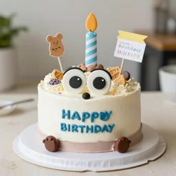 Anthropomorphic birthday cake, 4k, DSLR photo, food photography
