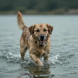 dog emerging from the water cool cinematic movie realistic beautiful water