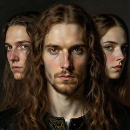 white male rogue bard portrait, highly detailed, very intricate, symmetrical, cinematic lighting, closeup painted portrait, by donato giancola and mandy jurgens and magali villenueve, featured on artstation