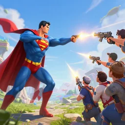 supermen shoot at people with dual uzi, beautiful graphics, fantasy artwork, very beautiful scenery, hd, hdr, ue 5, ue 6, unreal engine 5, cinematic 4 k wallpaper, 8 k, ultra detailed