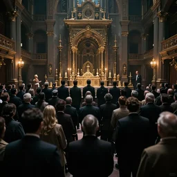 istock, groups of people, from behind, wide angle, cinematic atmosphere, elaborate, highly detailed, istock, dramatic lighting