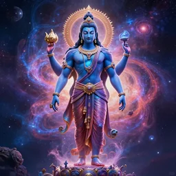 lord vishnu, full body portrait, bodybuilder, birth of the universe, multiverse, realistic, hyperdimensional, bioluminescent, vivid color, intricate, elegant, highly detailed, centered, artstation, concept art, smooth, sharp focus, Tomasz Alen Kopera, Peter Mohrbacher, donato giancola, Joseph Christian Leyendecker, WLOP, Boris Vallejo, octane render, 8K