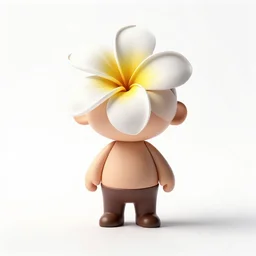 chibi plumeria, professional studio photo, full body, isolated on a pure white background, centered, entire subject in frame, sharp focus, soft studio lighting