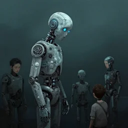 lonely robot seeks friend, intricate complexity, by greg rutkowski, artgerm, ross tran, conrad roset, takato yomamoto, ilya kuvshinov. 4 k, beautiful, cinematic dramatic atmosphere