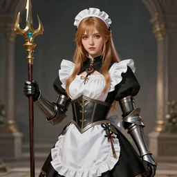 Portrait of Female Paladin, french maid uniform, high fantasy, artstation