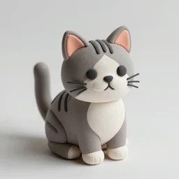 a cute cat made of plasticine