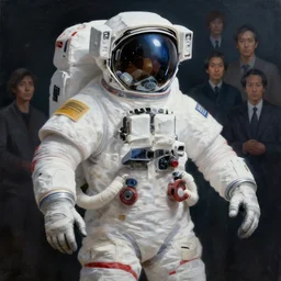 concept art of astronaut, highly detailed painting by dustin nguyen, akihiko yoshida, greg tocchini, greg rutkowski, cliff chiang, 4 k resolution, trending on artstation, 8 k