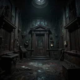 backrooms level 0 with dark atmosphere, highly detailed, scary, intricate, detailed, liminal