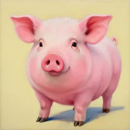 a beautiful painting lovely pink pig, by takashi murakami painting, illustration style realistic oil painting