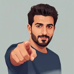 a drawing of a man with a goatee pointing at the camera, a character portrait by abdullah gerguri, deviantart contest winner, digital art, speedpainting, flat shading, digital painting