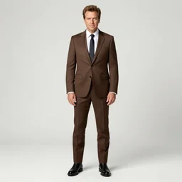 full length body shot, andy richter wearing a brown suit and necktie and black boots, ultra hd photo, 3 5 mm close up, fish eye, realistic, smiling, holding a postcard from chicago,