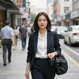 hsinchu city streets street photography female office worker portrait shot with olympus om - d e - 5 m ii 2 5 mm prime lens full color