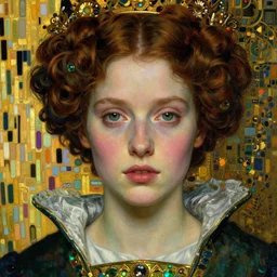 detailed realistic beautiful young medieval queen face portrait by jean delville, gustav klimt and vincent van gogh, art nouveau, symbolist, visionary, gothic, pre - raphaelite