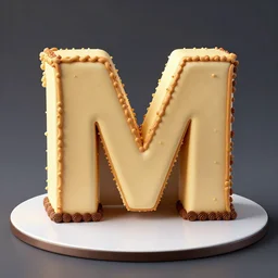 ultra realistic Letter M cake, 8K resolution, well designed, Artstation, epic view,