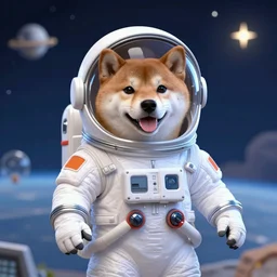 shiba inu in a space suit