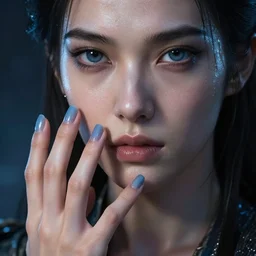 epic masterpiece neverending story, sweaty skin, hyperrealistic, octane render, cinematic, beautiful face and flawless skin, perfect hands, 5 fingers, blue,  by Edgar Maxence and Ross Tran and Michael Whelan, Legends of Runeterra