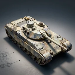 main battle tank blueprint scuffed top down side view