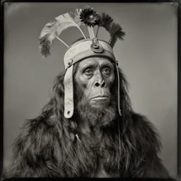 daguerreotype of neanderthal with headdress