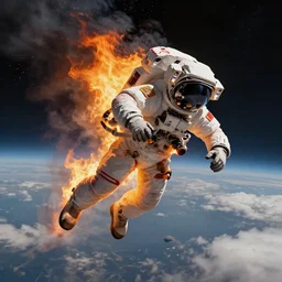 burning incinerating 2 0 4 0 astronaut falling through the majestic clouds of jupiter, by cedric peyravernay and feng zhu, highly detailed, excellent composition, cinematic concept art, dramatic lighting, trending on artstation