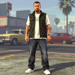 sam hyde in gta 4, portrait, full body shot, gta 4 artwork, by stephen bliss, by ross tran, highly detailed, trending on artstationhq
