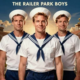 a movie poster of the the trailer park boys dressed as sailors