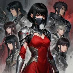 black haired girl wearing a face mask and red dress | | audrey plaza, warframe armor, fine detail!! anime!! realistic shaded lighting!! poster by ilya kuvshinov katsuhiro otomo ghost - in - the - shell, magali villeneuve, artgerm, jeremy lipkin and michael garmash and rob rey