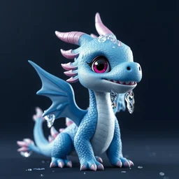 a 3 d render of a cute, blue, female, anthropomorphic dragon with ice crystals growing off her, sharp focus, unreal engine, trending on artstation
