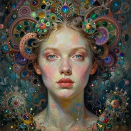 symmetry!! the portrait of the absurdly beautiful woman, octane render, symmetrical face, maximalist details, fractal enviroment, octane render 8 k, trending in cgsociety, a beautiful painting by gerald brom, peter mohrbacher, sophie anderson