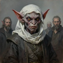 cinematic bust of a goblin wearing arab clothes, dark fantasy fetures, desaturated, tim hildebrandt, wayne barlowe, bruce pennington, donato giancola, larry elmore, oil on canvas, masterpiece, trending on artstation, featured on pixiv, cinematic composition, dramatic pose, beautiful lighting, sharp, details, hyper - detailed, hd, 4 k
