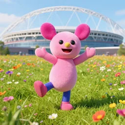 wembley fraggle dancing on a flowery meadow