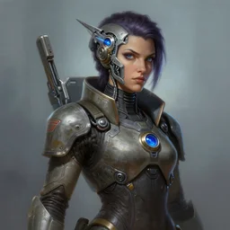 digital painting of a starfinder kasatha female scientist, with scifi military attire, cybernetic eye, super detailed, hd, pathfinder art, by marko horvatin and artgerm