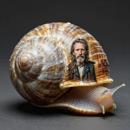 robert wyatt in a snail shell, extremely detailed!!!