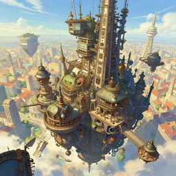 a beatiful flying steampunk city, extremely detailed, sharp focus, wide view, smooth, digital illustration, colorfull, by james jean, by rossdraws, frank franzzeta, sakimichan, mcbess, aphonse mucha