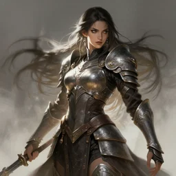 Female warrior, passion, bravery, intricate armour costumes, light and shadow effects, intricate, highly detailed, digital painting, art station, concept art, smooth, sharp focus, illustration, art by Krenz Cushart and WLOP from ArtStation