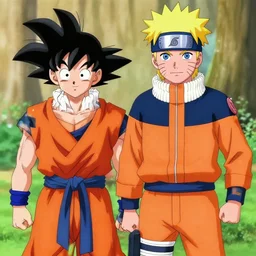 naruto uzumaki and goku hanging out