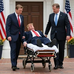 trump being put on a stretcher by Jim Jordan, 8k