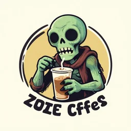 zombie drinking coffee logo take away coffee by mcbess, full colour print, vintage colours 1 9 5 0 s, high detail ink