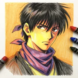 shuu tsukiyama wearing a bandana, illustration, graphic novel, graphite, marker art, crayon, paint, comic book, warm color palette, electric colors, tonal colors, 2 d, 8 k, natural lighting, amoled, moody lighting, diffraction grading, cel shading : : katsuhiro otomo